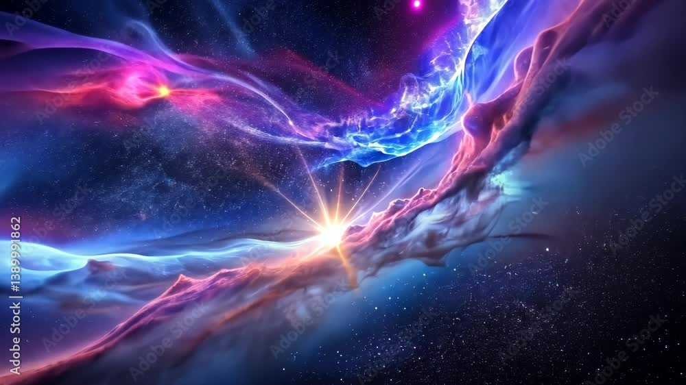 Wall mural cosmic cloudscape a journey through vibrant nebulae and sparkling star clusters