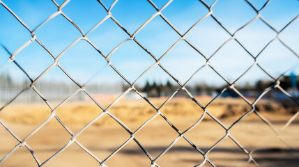 Fototapeta premium Mesh panel stands by safety fence in construction zone with clear background and minimalistic style