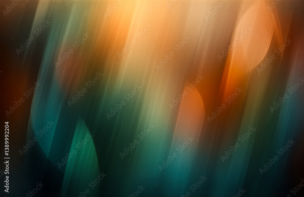 Poster abstract background with blurred strokes of orange, brown, and teal hues. a dynamic blend of warm an