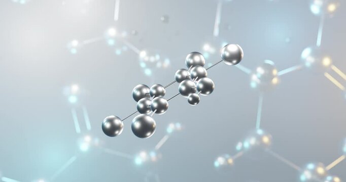Pentachlorophenol rotating 3d molecule, molecular structure of pesticide, seamless video