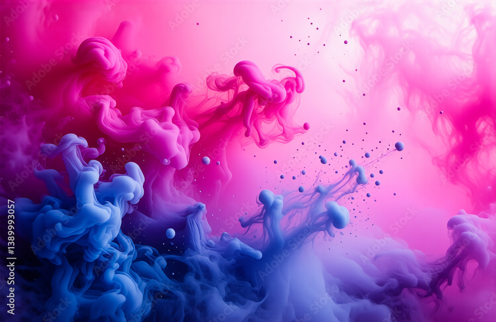 Poster abstract swirls of vibrant pink and blue smoke create a dreamy and ethereal effect. the colors blend
