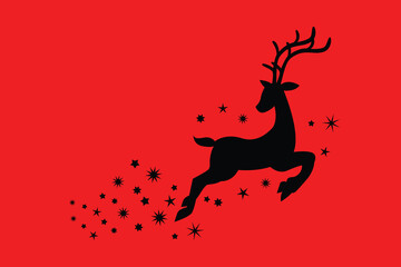 Obraz premium Merry Christmas Background Festive Design with Snowflakes Reindeer