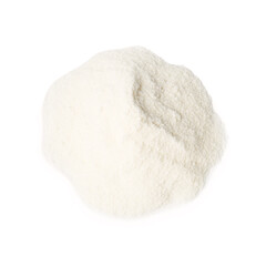 Pile of collagen powder isolated on white, top view
