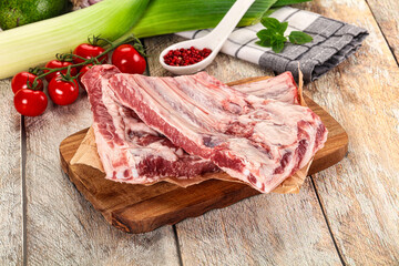 Raw pork ribs for cooking