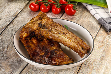 Tasty roasted pork ribs with spices