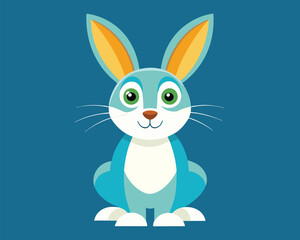 Obraz premium Cute Blue Bunny Cartoon Illustration. Vector Design