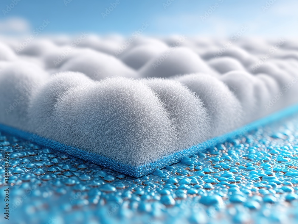 Aufkleber cloud computing data center ai integration concept. soft textures blend with droplets, creating an a