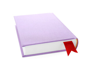 Book with red ribbon bookmark isolated on white