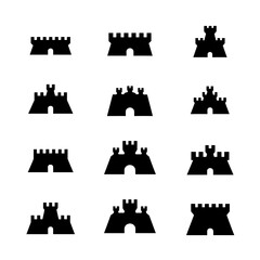 Fortress Silhouette Vector Bundle Black and White Fortress Clipart EPS Illustration