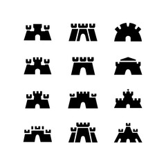 Fortress Silhouette Vector Bundle Black and White Fortress Clipart EPS Illustration