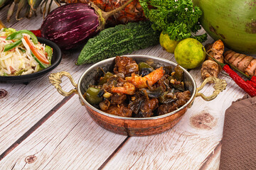 Manchirian breaded prawn with vegetables