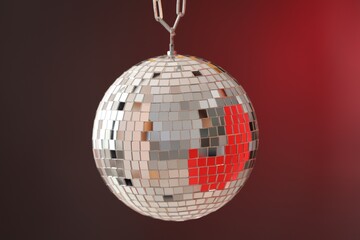 Shiny disco ball on red gradient background