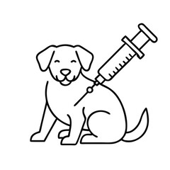 Obraz premium The dog is vaccinated with a syringe, suitable for veterinary clinics, bloggers talking about traveling with animals