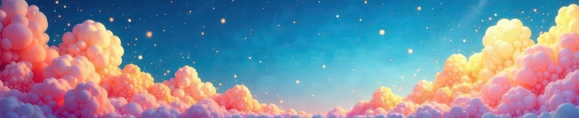 Fototapeta premium Delicate sky blue and orange cosmos, papercut style Copy space available , cosmos, vibrant, cutout