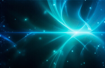 Naklejka premium Abstract glowing energy flows with a vibrant, digital light. It's a celestial, cosmic dance in shades of blue, creating a visual of a bright explosion of light.