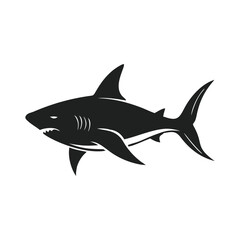  Shark Silhouette Vector isolated in White