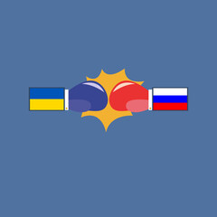 boxing gloves Ukraine and boxing gloves Russia