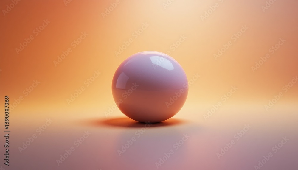 Poster dynamic white sphere reflecting light studio setting digital art warm gradient background close-up p