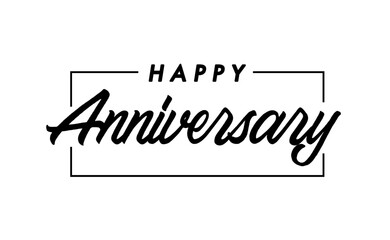 Happy Anniversary. Handwritten modern brush lettering with elegant frame. Vector illustration