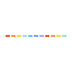 Hand drawn colorful dashed line doodle. Minimal decorative outline element vector design isolated illustration.