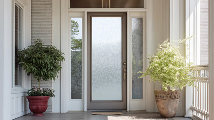 Transform your home with translucent front door glass layered with stylish, modern protective design solutions