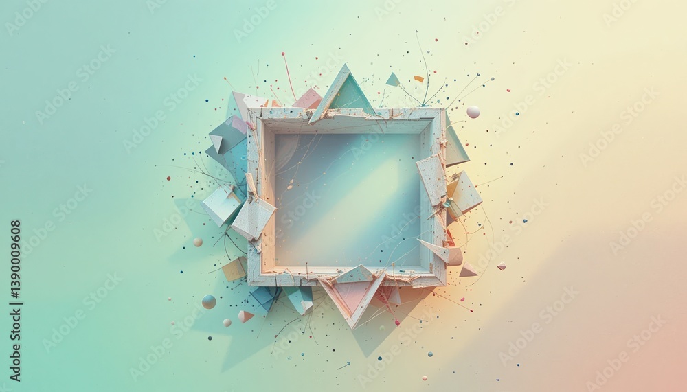 Poster dynamic abstract frame with geometric shapes creative design studio digital art modern environment c