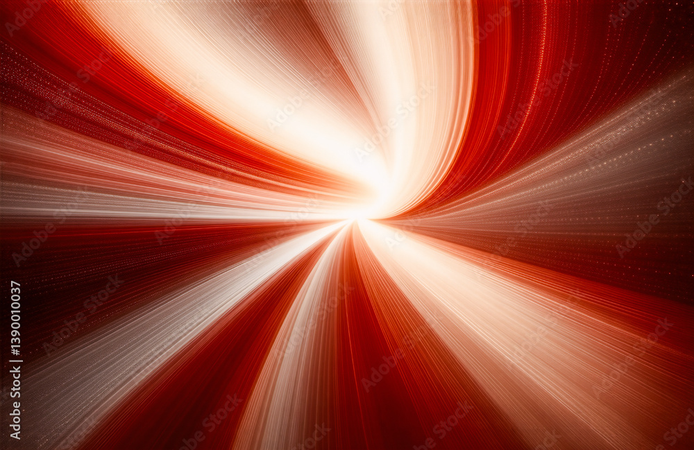 Aufkleber Image: Abstract red and white swirling lines, suggesting motion and energy.  A central bright point emanates outward, creating a dynamic, radial effect. Hints: movement, vibrancy, glow, focus, and dyn
