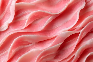 Obraz premium Soft pink wavy texture with gentle flowing curves and smooth undulating surface creates abstract organic pattern. Light and shadows add depth to delicate folds.