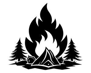 Campfire Silhouette Vector & Outdoor Adventure SVG Clipart