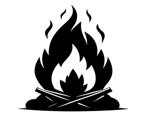 Campfire Silhouette Vector & Outdoor Adventure SVG Clipart