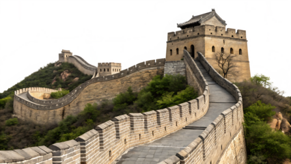 The Great Wall of China Isolated on White Background