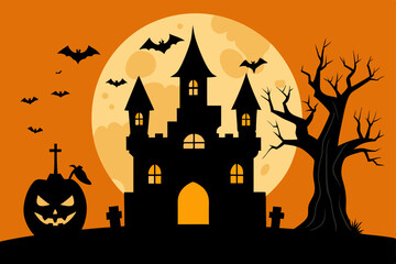 halloween background with haunted house