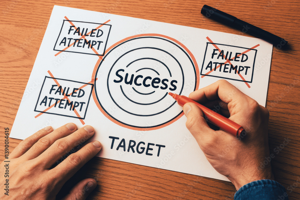 Poster this illustrates the journey towards success highlighting the importance strategy and perseverance a