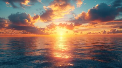 Fototapeta premium Sunset ocean water sky nature landscape