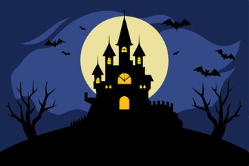 halloween background with haunted house