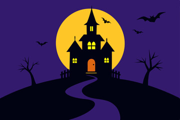 haunted house with pumpkin