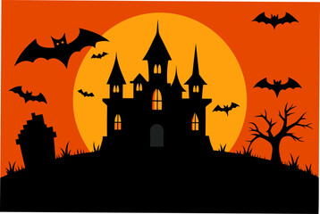halloween background with haunted house