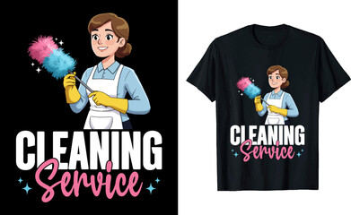 Retro House Cleaner T-Shirt – Funny Cleaning Lady Costume for Women & Housekeeping Career Outfit