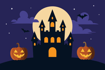 halloween background with pumpkin and bats