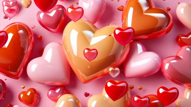 A profusion of glossy, colorful hearts