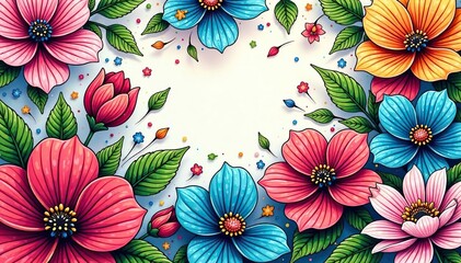 Intricate line art blooming flowers, continuous design, modern, floral design, line art