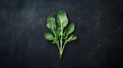 Naklejka premium Fresh Arugula Leaves on Dark Background for Culinary Use