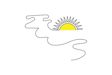 sunset Continuous one line art drawing of scissors vector illustration design