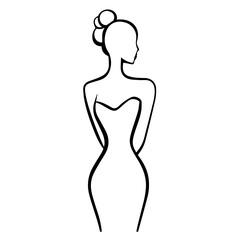 Fototapeta premium Elegant Woman Line Art Vector – Minimalist Fashion Illustration