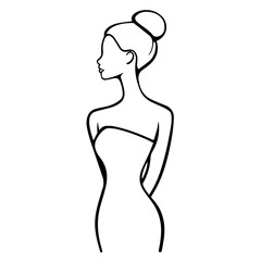 Fototapeta premium Stylized Female Silhouette in Dress – Beauty Line Drawing
