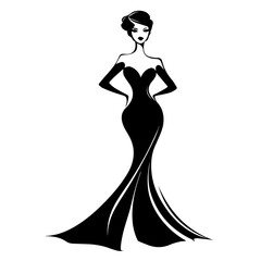 Fototapeta premium elegant woman in black dress