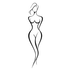 Fototapeta premium Silhouette of a naked woman line art 