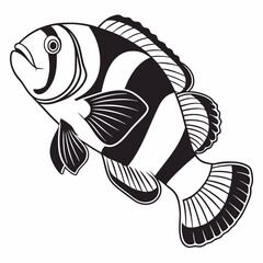 Clownfish vector silhouette black design white background