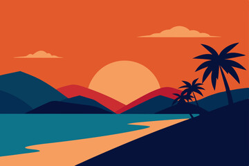 tropical beach with palm trees