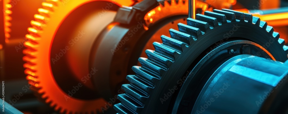 Poster industrial gears in motion a close-up view of mechanical components in a modern factory environment